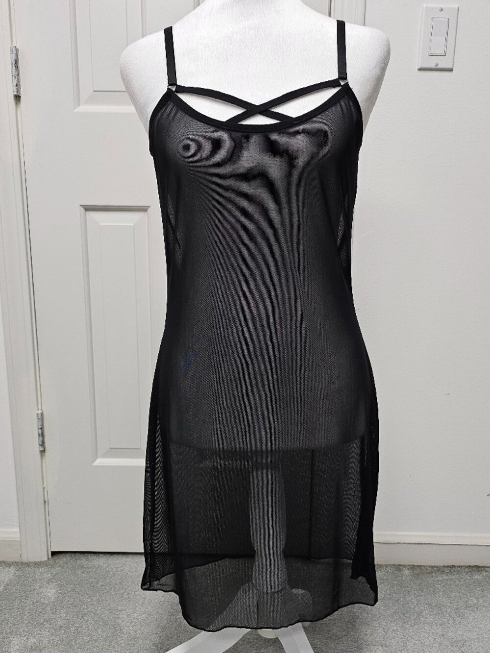 Sexy see through mesh mini dress - O/S